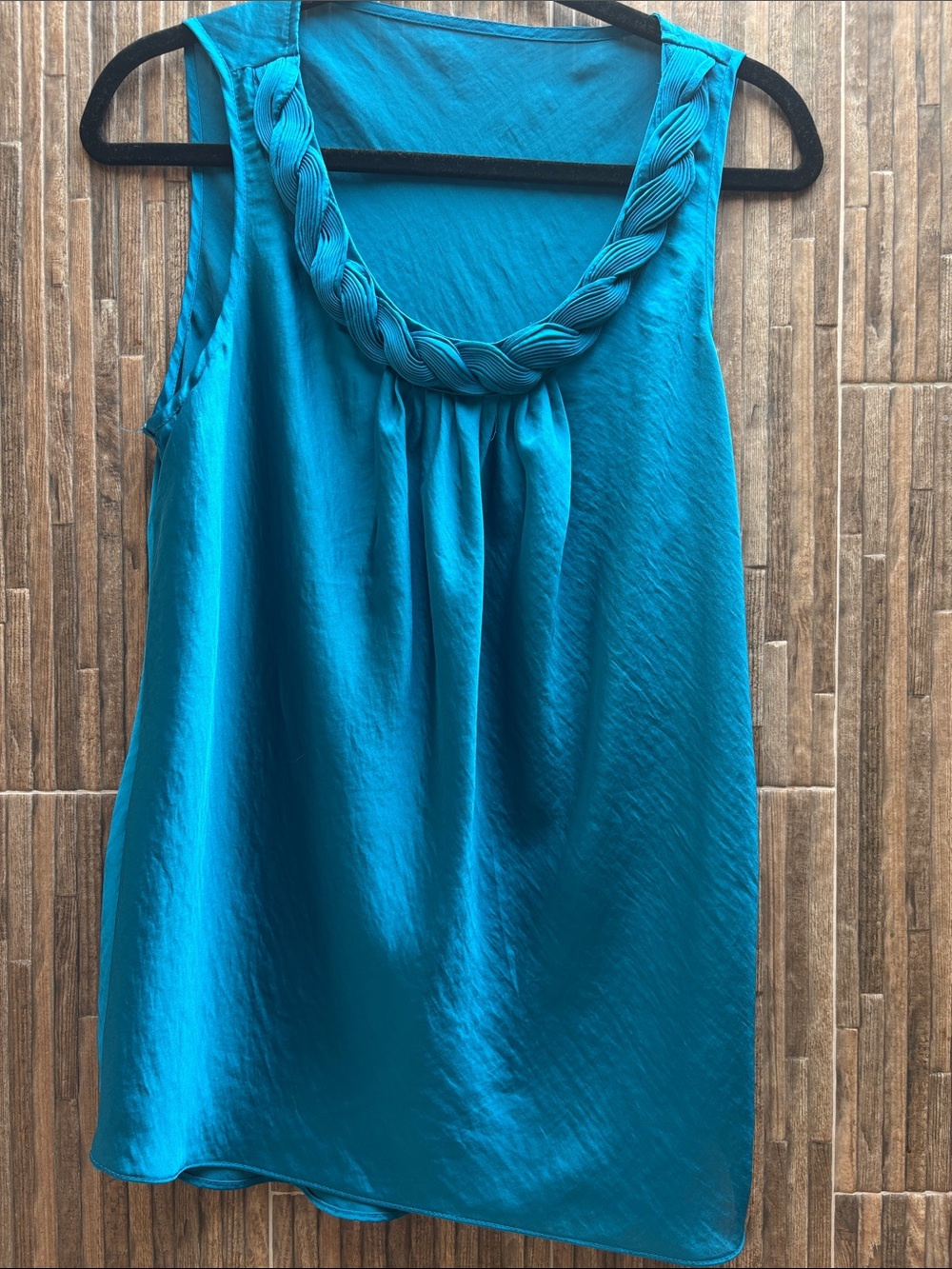 Sleeveless Braided-Neck Tank Top in Teal